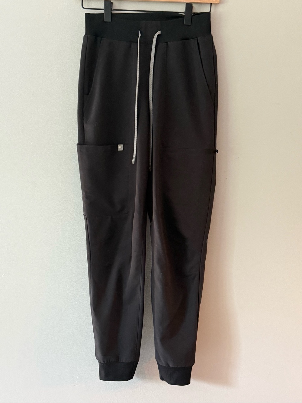 Fabletic Scrubs Black Jogger Pants with Drawstring Waist